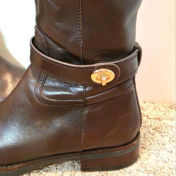 Coach Knee High Brown Leather Boots 7.5B - Picture 15 of 16